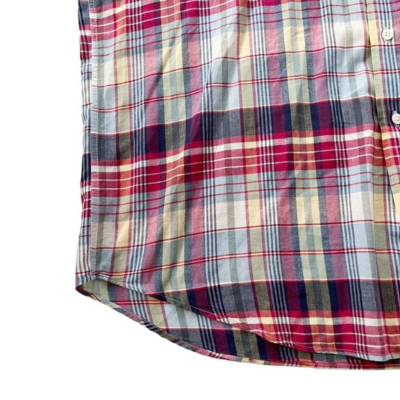 VTG Ralph Lauren BLAKE Cotton Plaid Button Down Shirt S/S Lightweight Soft Sz L - Picture 3 of 9